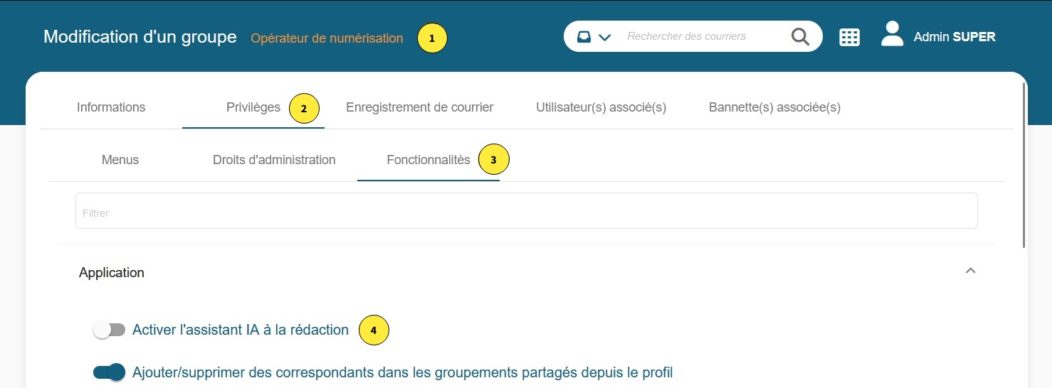 Permission groupe