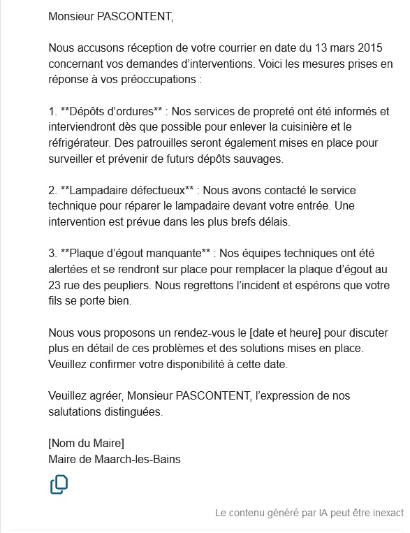 Proposition réponse