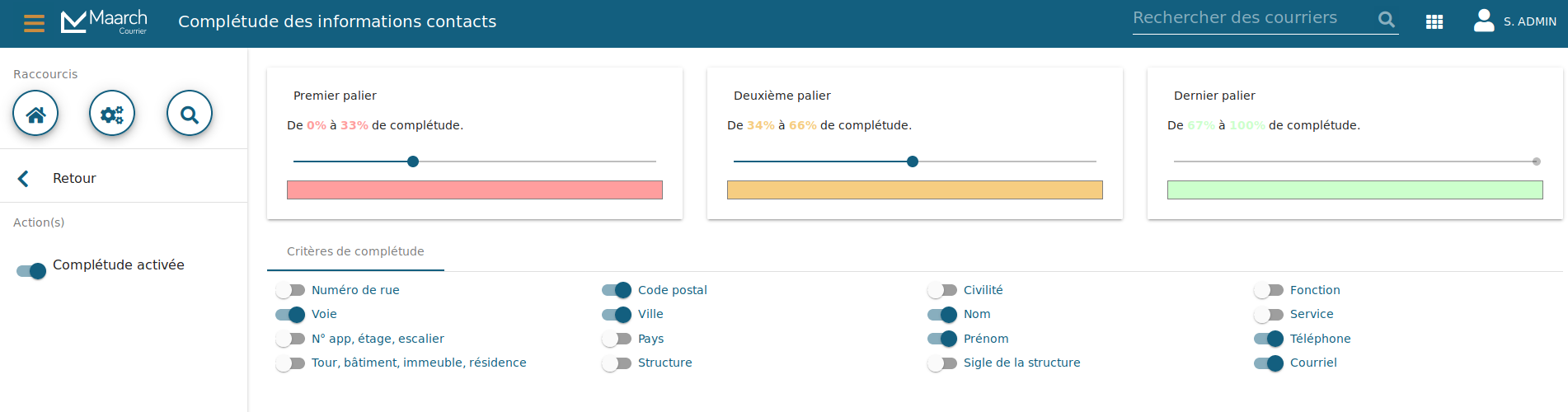 complétion des contatcs