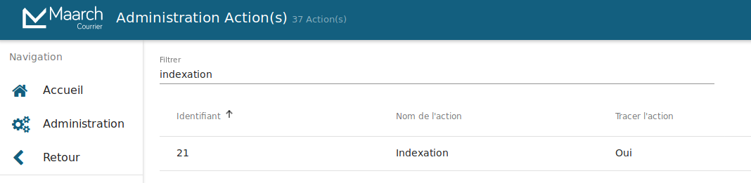 Retrouver l'action indexation dans l'administration