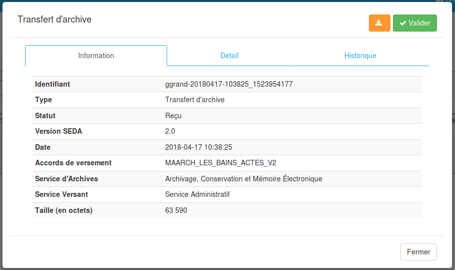 Interface MaarchRM pour accéder aux transferts à traiter