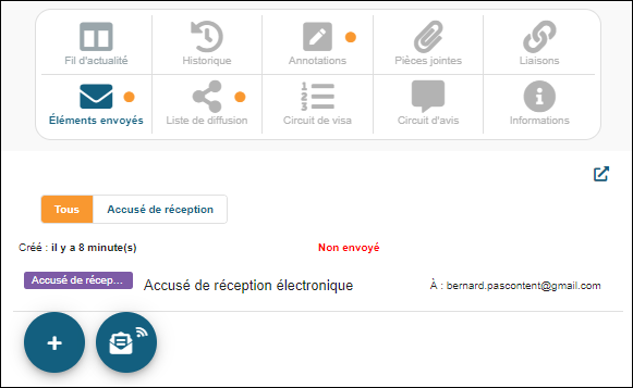 Visualisation de l'AR email