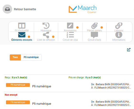 Liste des Plis Numériques
