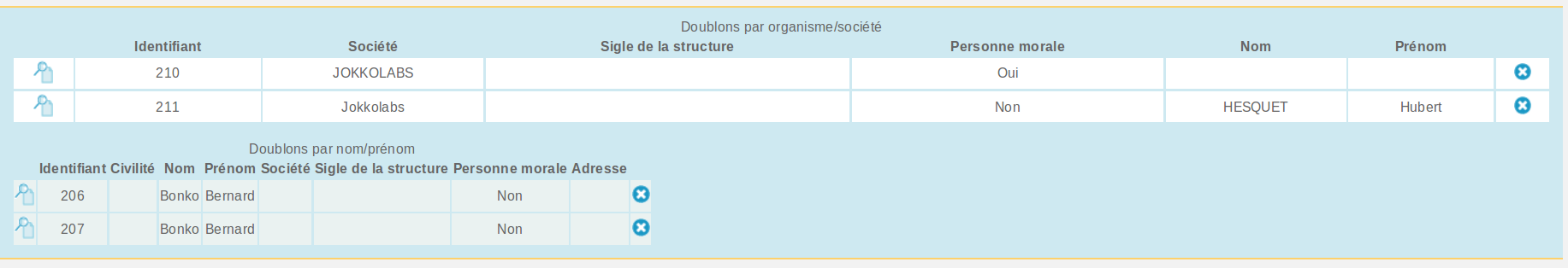 Gestion des doublons