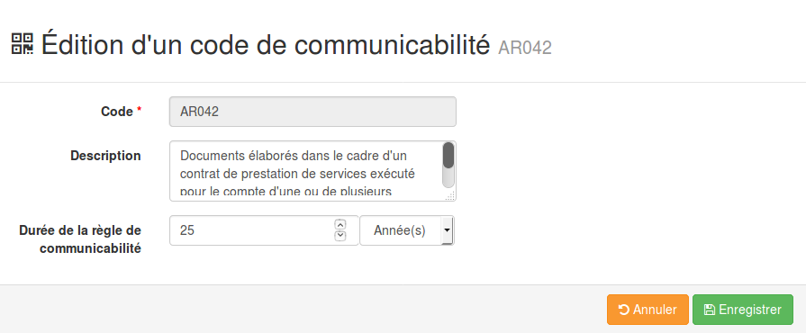 Editer une règle de communicabilité