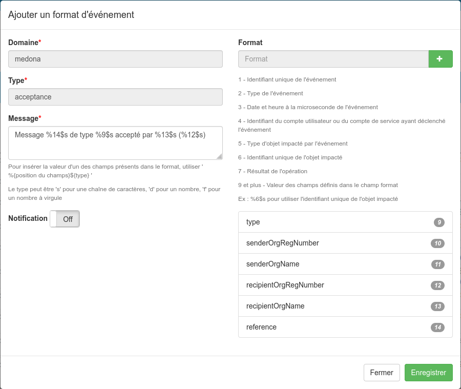 Édition du format d'un événement