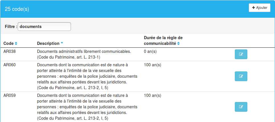 Liste des règles de communicabilité