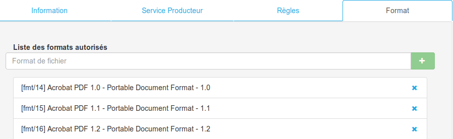 Onglet Format de l'accord de versement