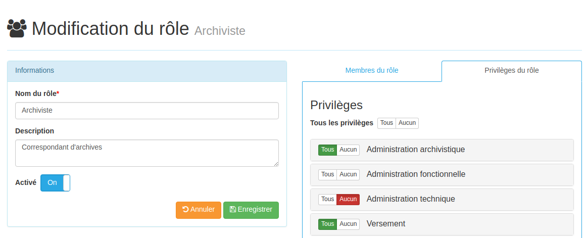 Modification d'un rôle