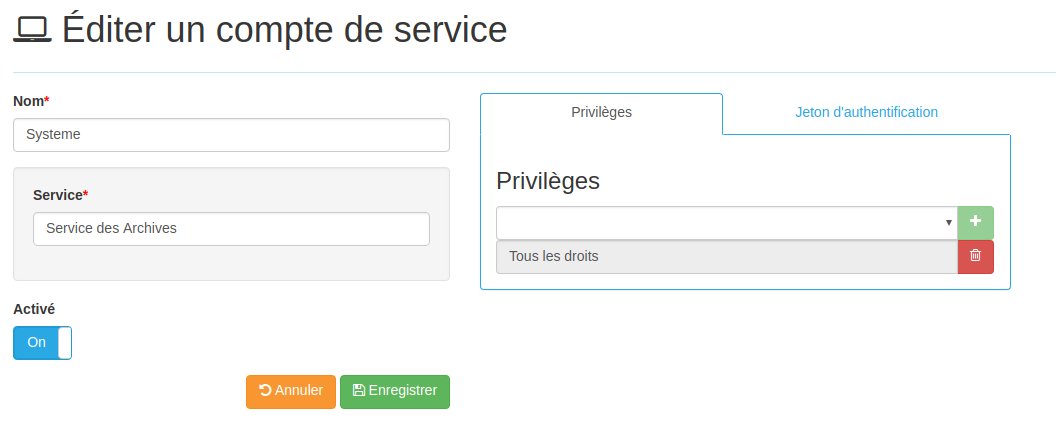 Compte de service