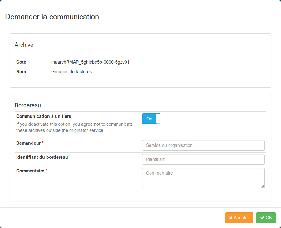 Demande de communication