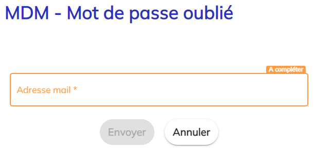 écran d'oubli de mot de passe @